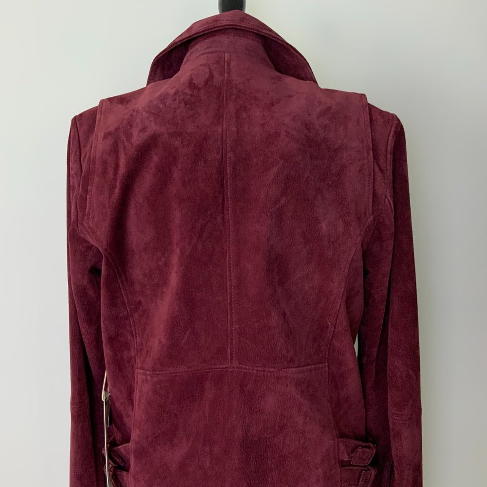 New Bagatelle Leather  Suede Moto Jacket Maroon Sz M - Picture 9 of 16